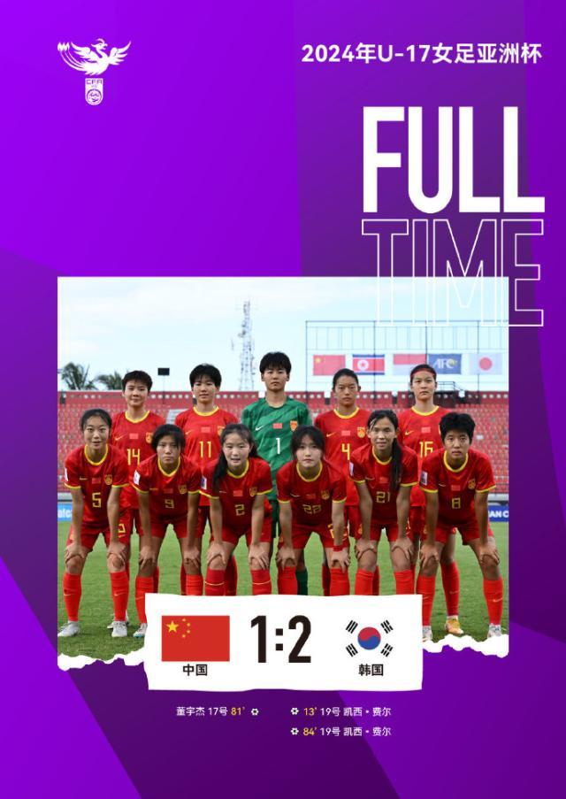 【U17女足亚洲杯】林钰伢送礼 中国1比2无缘世少赛